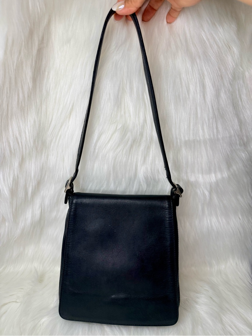 Vintage COACH Legacy Studio Flap Slim Black Leather Shoulder Bag Purse No. 9408